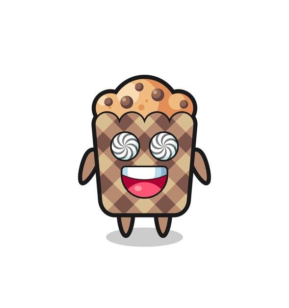 Simpatico personaggio di muffin con occhi ipnotizzati