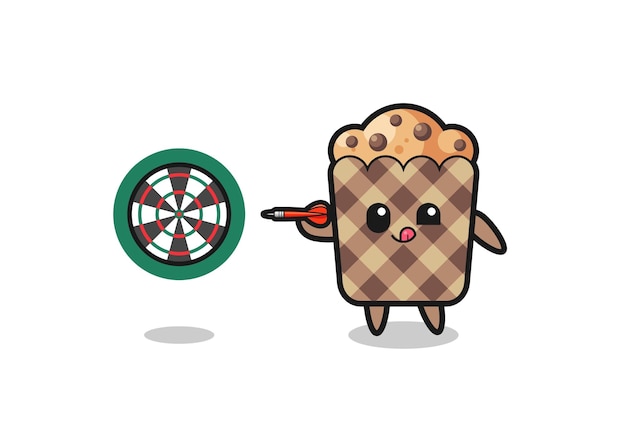 Cute muffin is playing dart  cute design