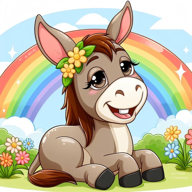 Vector cute mule vector cartoon illustration