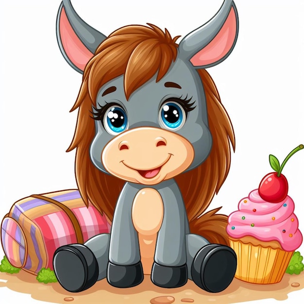 Cute Mule Vector Cartoon illustration