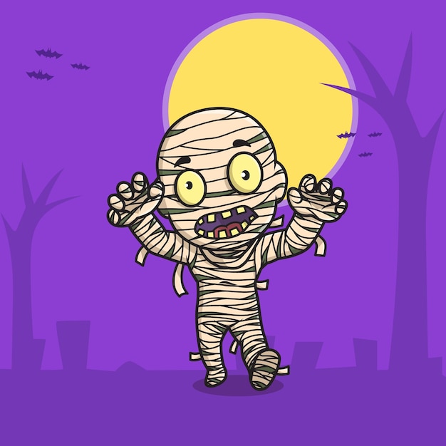 Vector cute mummy cartoon for halloween