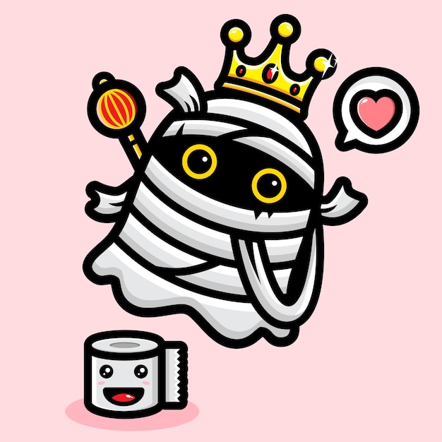 Vector cute mummy ghost made from tissue