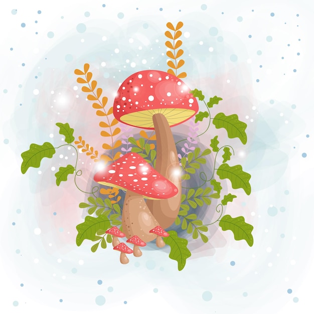 Cute mushroom cartoon illustration background