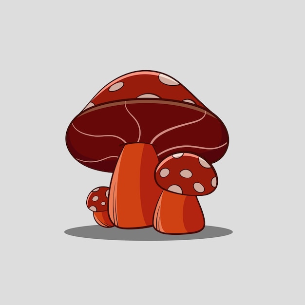 Милый гриб мультфильм иллюстрации вектор редактируемые для логотипа или наклейки