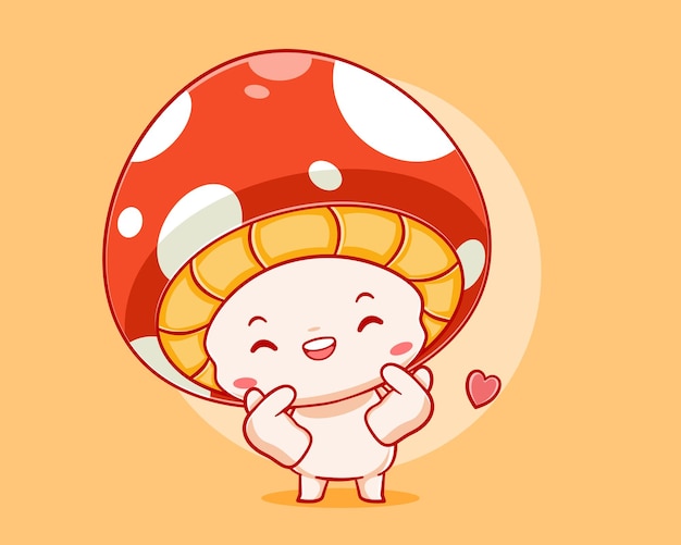 Vector cute mushroom cartoon illustration