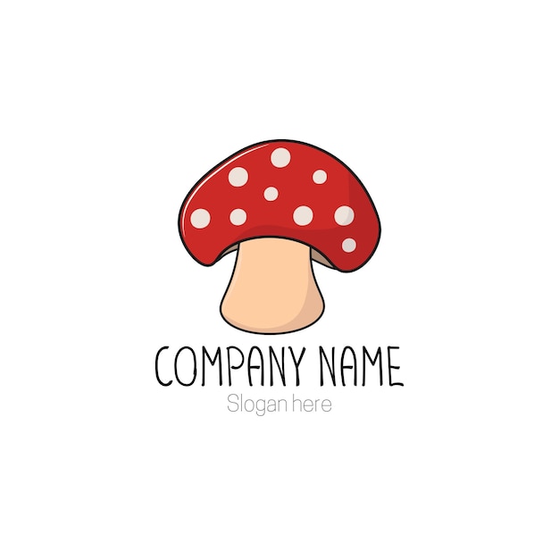  ⁇ 색에 고립된 귀여운 버섯 만화 로고 디자인