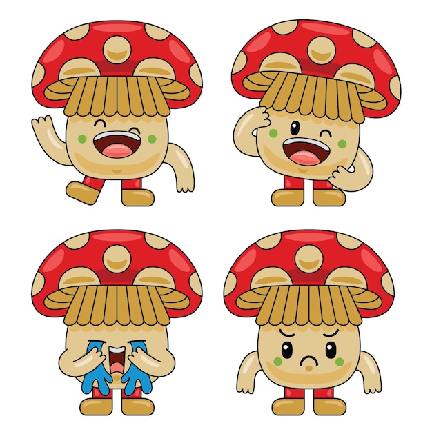 Vector cute mushroom character mascot illustration