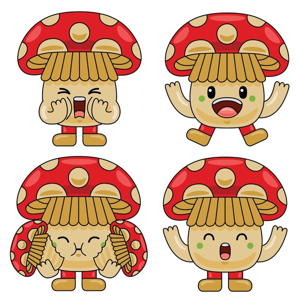 Vector cute mushroom character mascot illustration