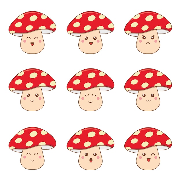 Cute mushroom illustrator flat design