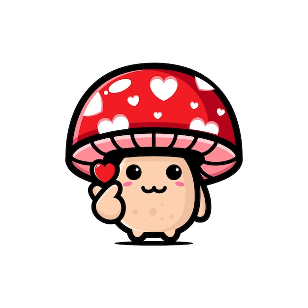 cute mushroom posing finger love