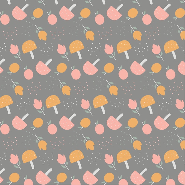 Vector cute mushroom seamless pattern