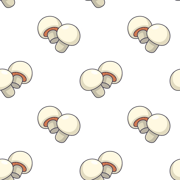 낙서 스타일 벡터 손으로 그린 만화 버섯 그림에서 귀여운 버섯 원활한 패턴