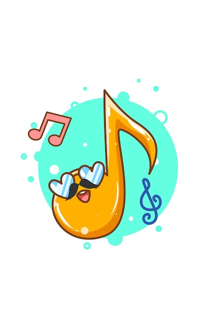 Vector cute music notes design cartoon illustration