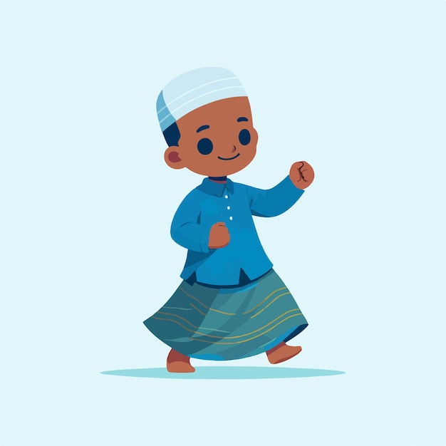 Cute muslim boy dancing wearing sarong