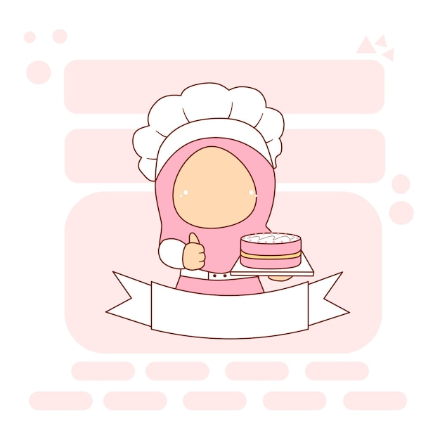 Cute muslim cartoon chef