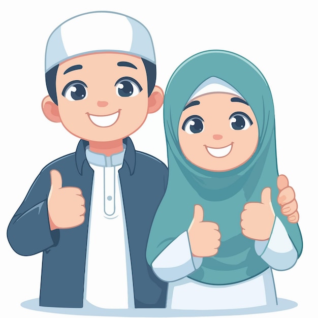 Vector cute muslim character during ramadan