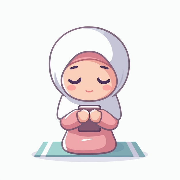 Vector cute muslim character during ramadan