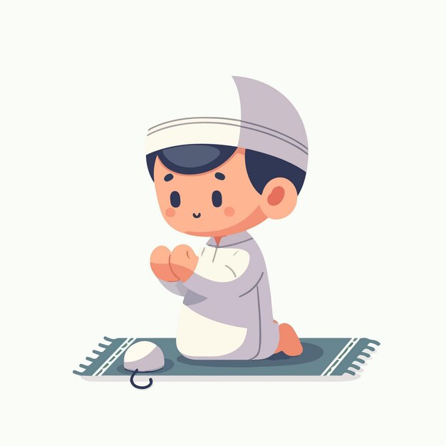 Vector cute muslim character during ramadan