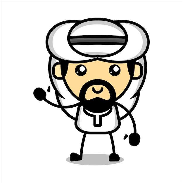 Cute muslim character premium vector