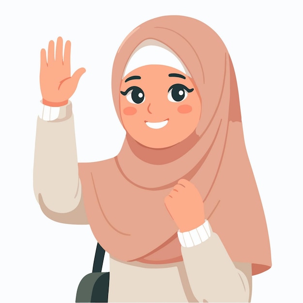 Vector cute muslim characters flat illustration