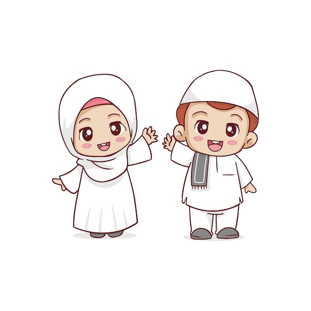 The cute muslim couple chibi