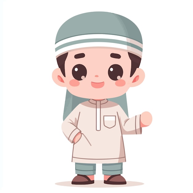 Vector a cute muslim in flat design stylee