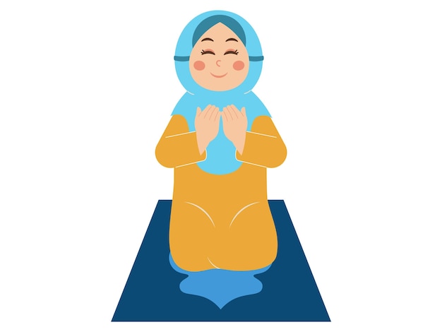 Vector cute muslim girl is praying illustration