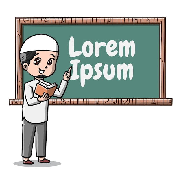 Vector cute muslim teacher cartoon