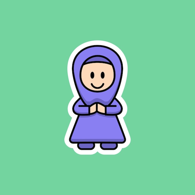 Cute Muslim Woman Cartoon Design