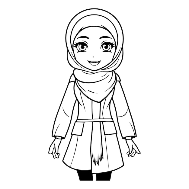 Vettore bella donna musulmana cartone animato illustrazione vettoriale disegno grafico illustrazione vettoriale disegno grafico