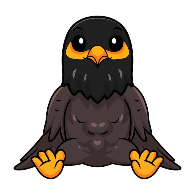 Cute myna bird cartoon sitting