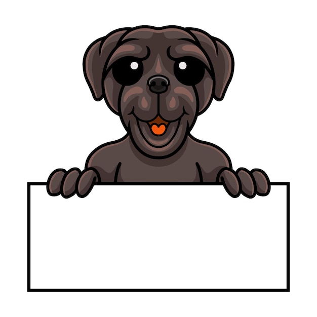 Vector cute neapolitan mastiff dog cartoon holding blank sign