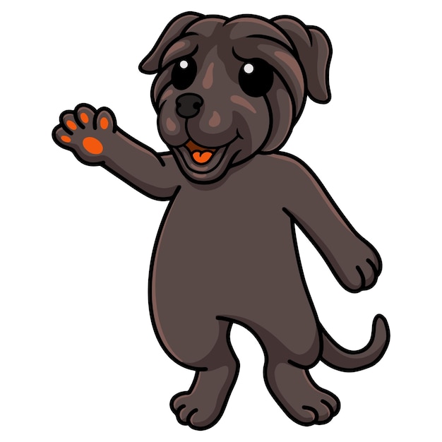 Vector cute neapolitan mastiff dog cartoon waving hand