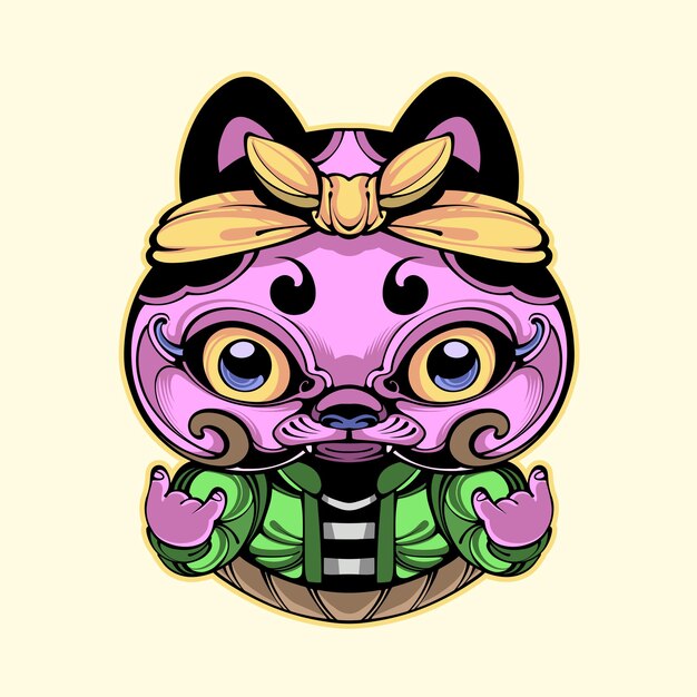 Vector cute neko pink vector art