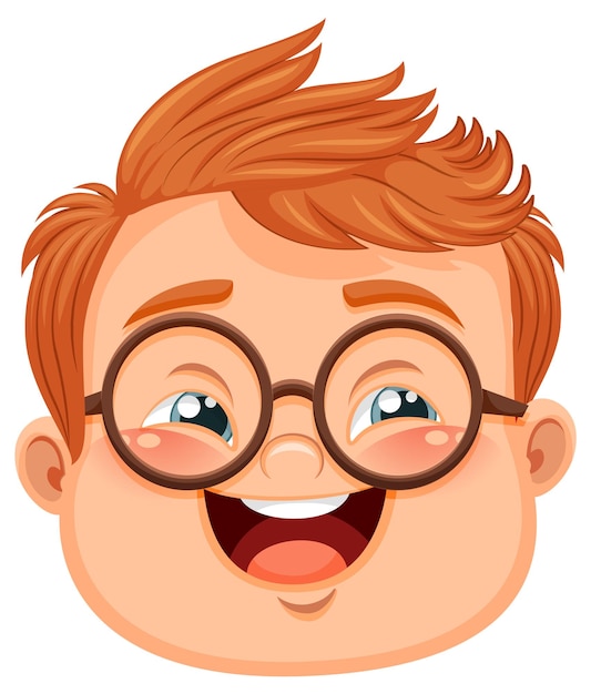 Cute nerdy boy cartoon character