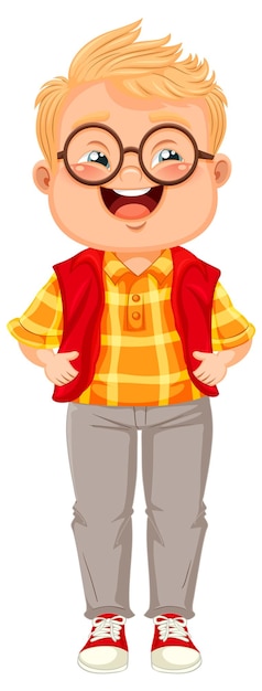 Vector cute nerdy boy cartoon character