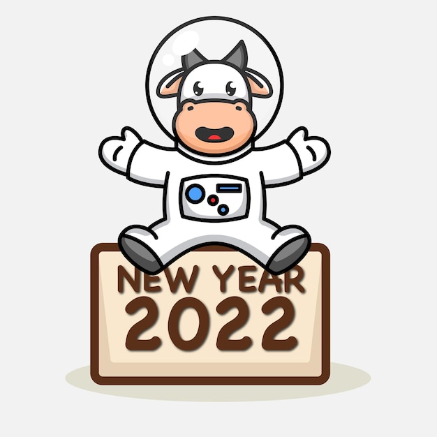 かわいい新年2022マスコットデザインイラスト