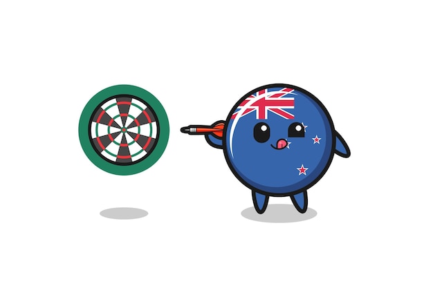 Cute new zealand is playing dart