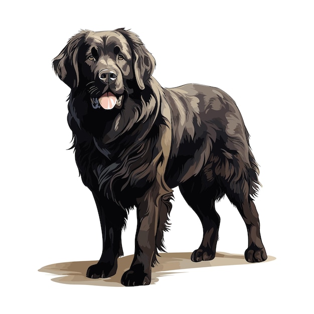 Cute Newfoundland Dog Cartoon Vector Art Illustration Design