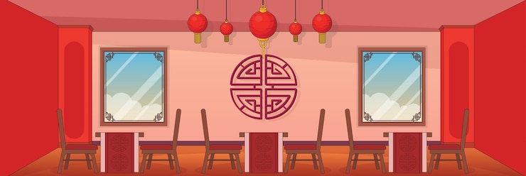 가구 및 인테리어 물체 터 디자인과 함께 중국 레스토랑의 귀여운 그리고 좋은 디자인