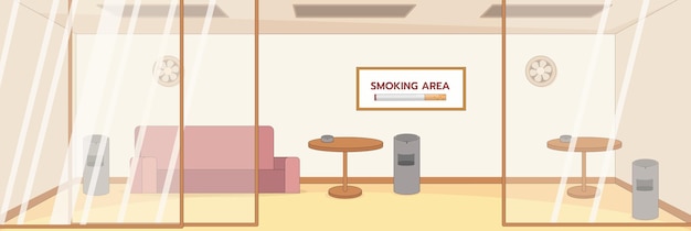 Cute and nice design of Smoking Area with furniture and interior objects vector design