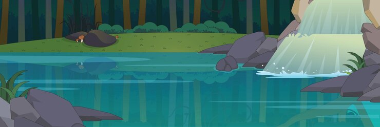 Vector cute and nice design of waterfall and interior objects vector design