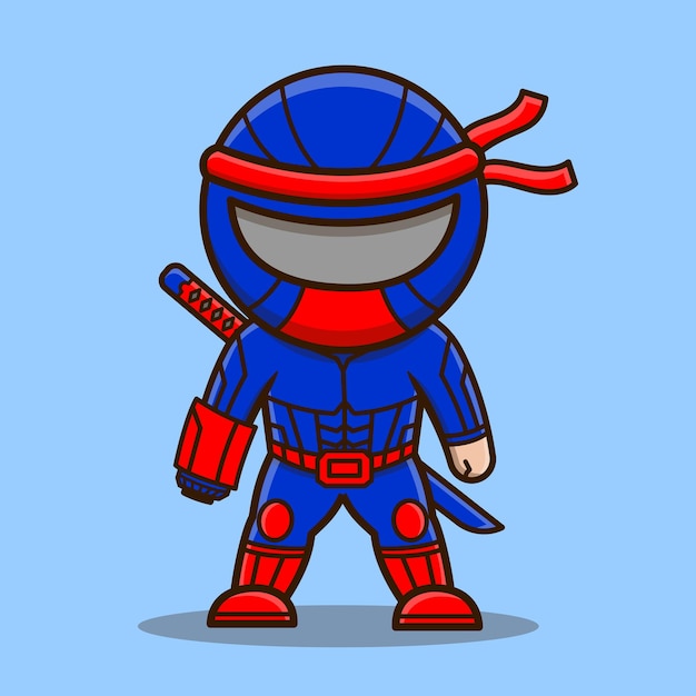 Cute ninja bot in cartoon illustration