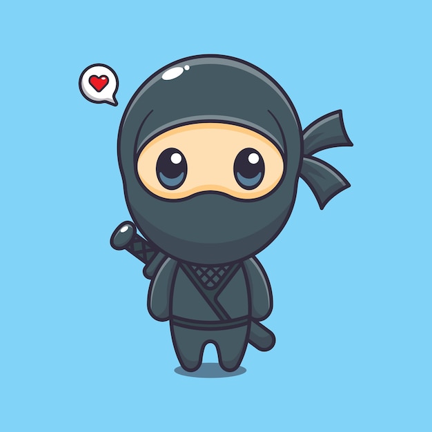 Cute ninja cartoon vector illustration