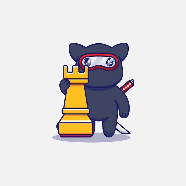 Cute ninja cat beside the rook