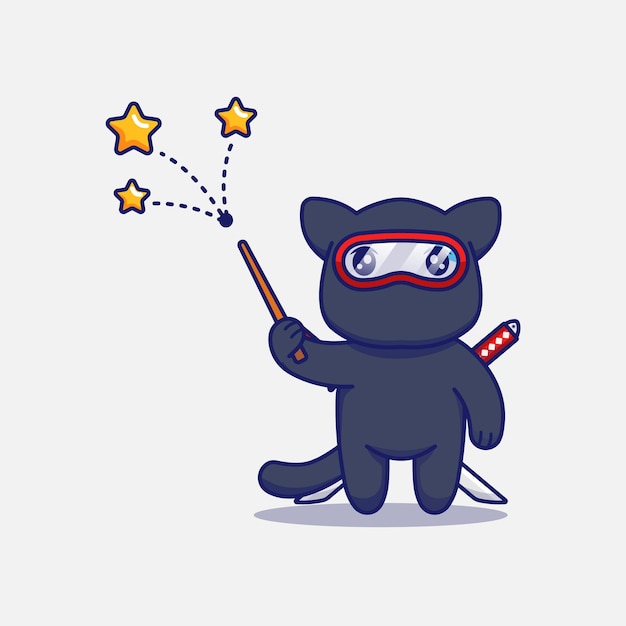 Cute ninja cat showing some stars