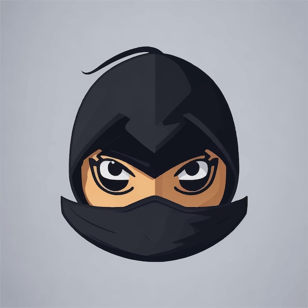 cute ninja face logo vector illustration white background