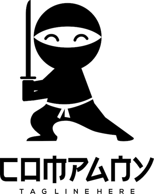 Vector cute ninja mascot vector icon