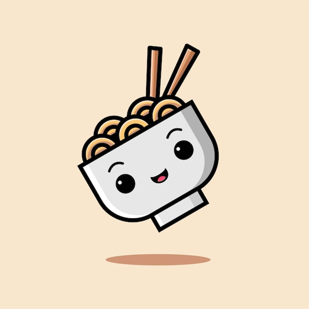 Cute noodle icon cartoon isolated on beige