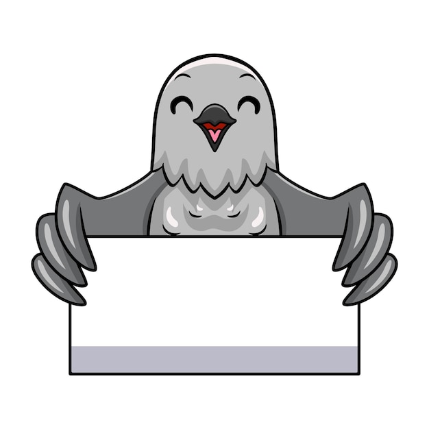 Cute northern mockingbird cartoon holding blank sign